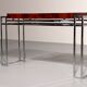 Table console en chrome et bois d'Aldo Tura, années 1970