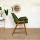 Vintage tulip armchair oak and green skai