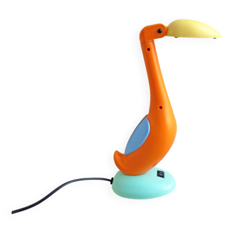 Pingouin orange vintage des années 80 / lampe de bureau flamant rose / lampe de table