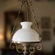 Antique Napoleon III suspension in brass, wood, and opaline glass.