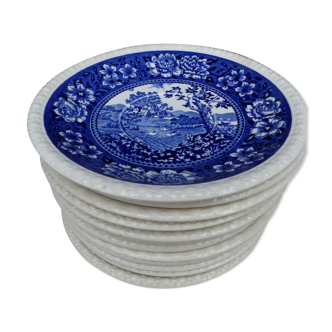 Lot de 12 assiettes bleues à dessert Villeroy & Boch Made in germany SAAR " Rusticana "