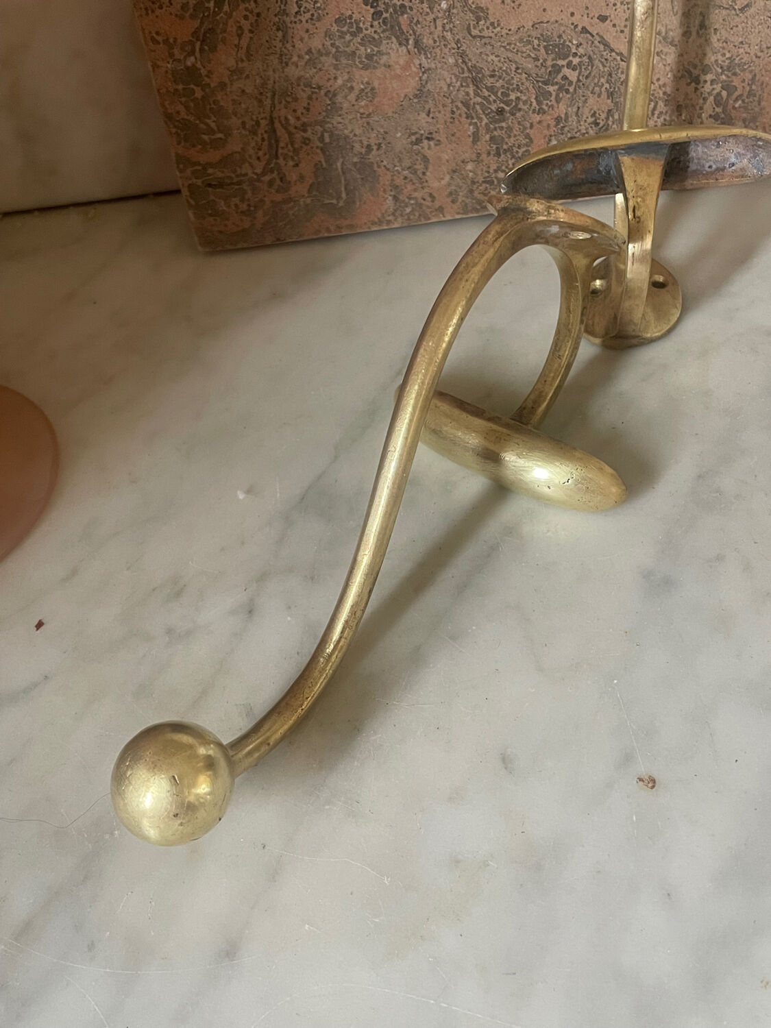 Pair of 19th century brass ball hooks
