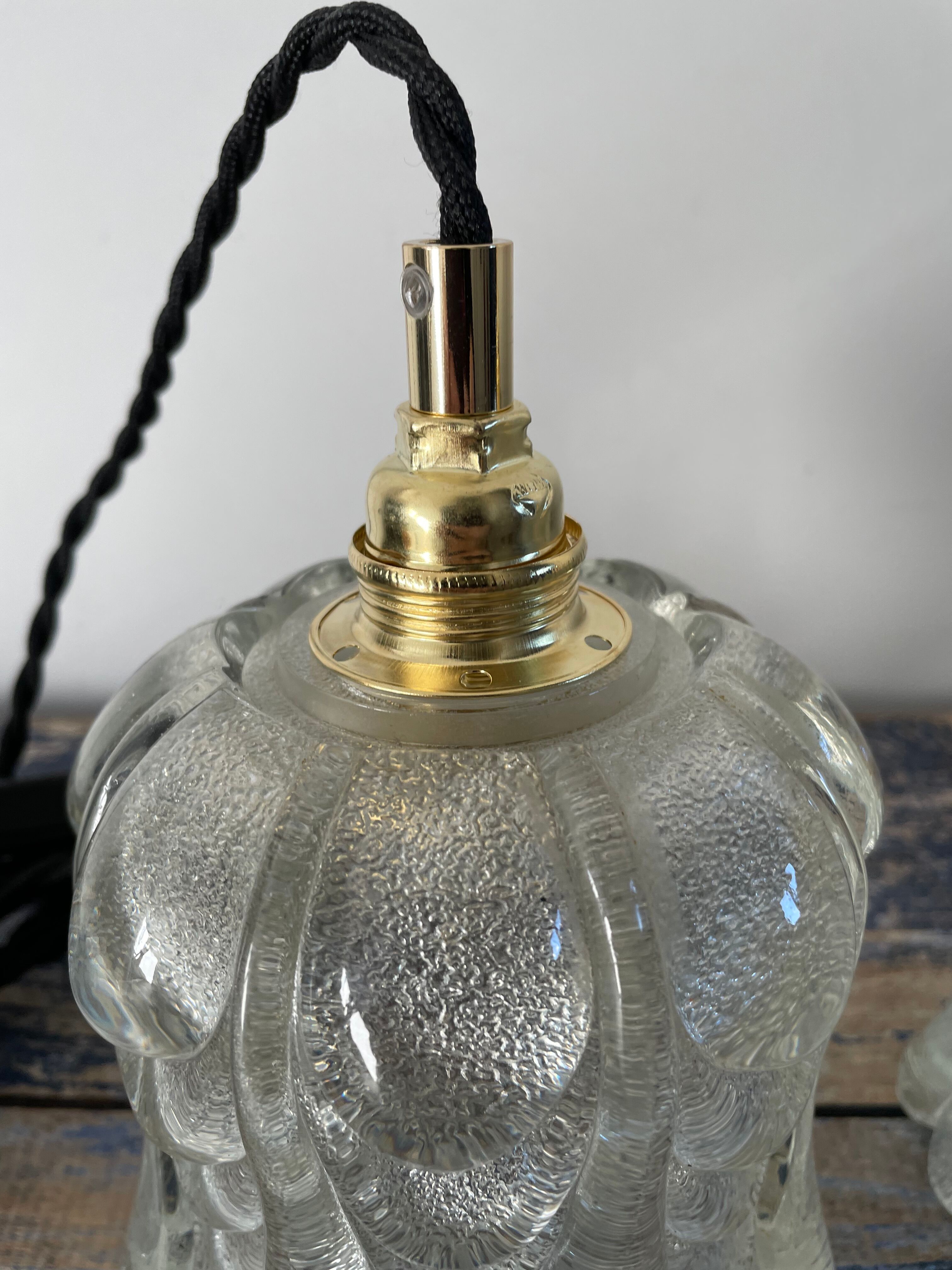 Set of two vintage electric chiseled glass handhelds