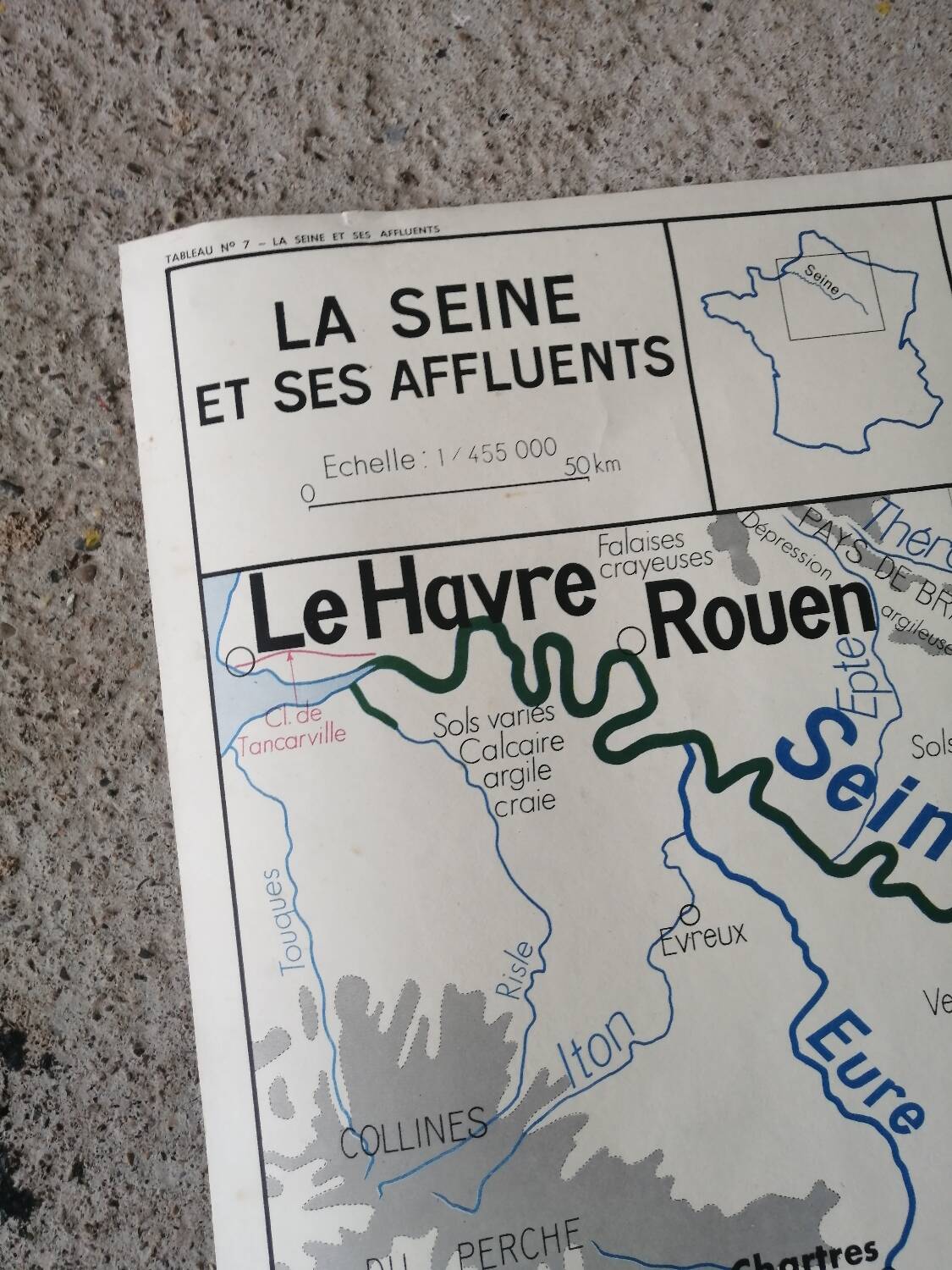 Carte scolaire vintage mdi FRANCE La Seine