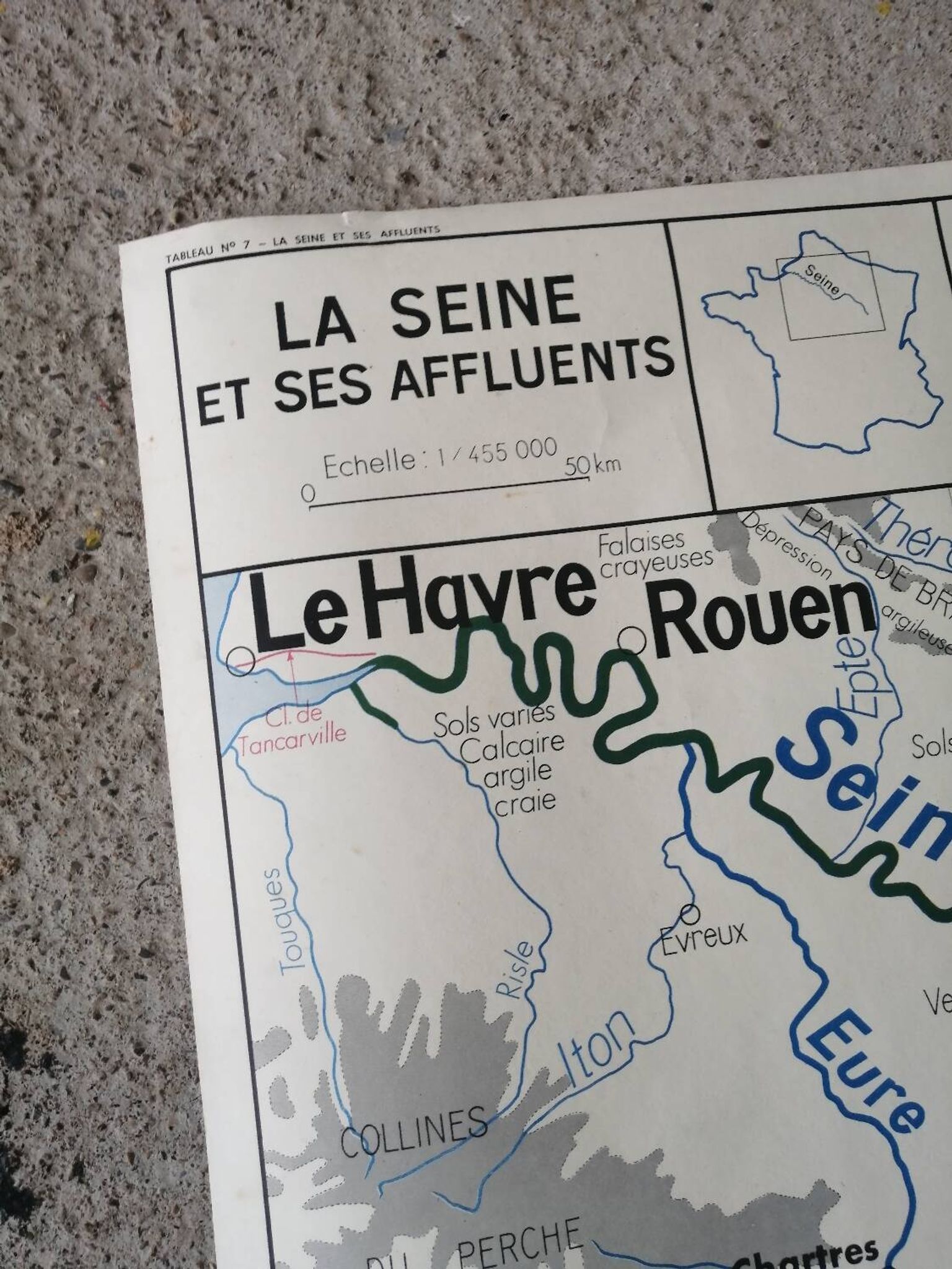 Vintage school map MDI FRANCE The Seine