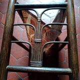 Vintage rattan and fabric magazine rack