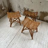 Set 3 rattan stools