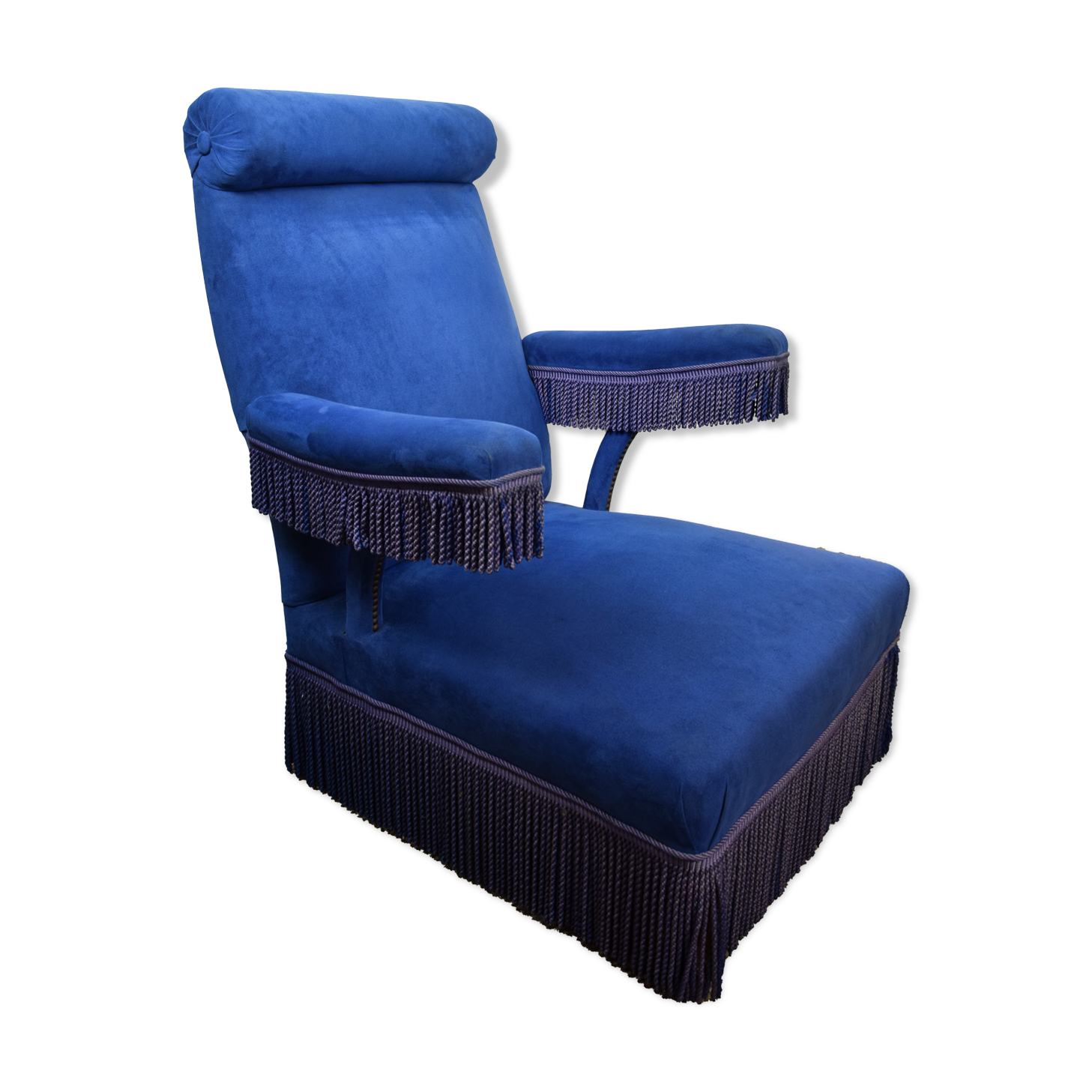 Blue velvet armchair