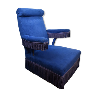 Fauteuil velours bleu