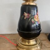 19th century ceramic lamp base, 2 m fabric cable