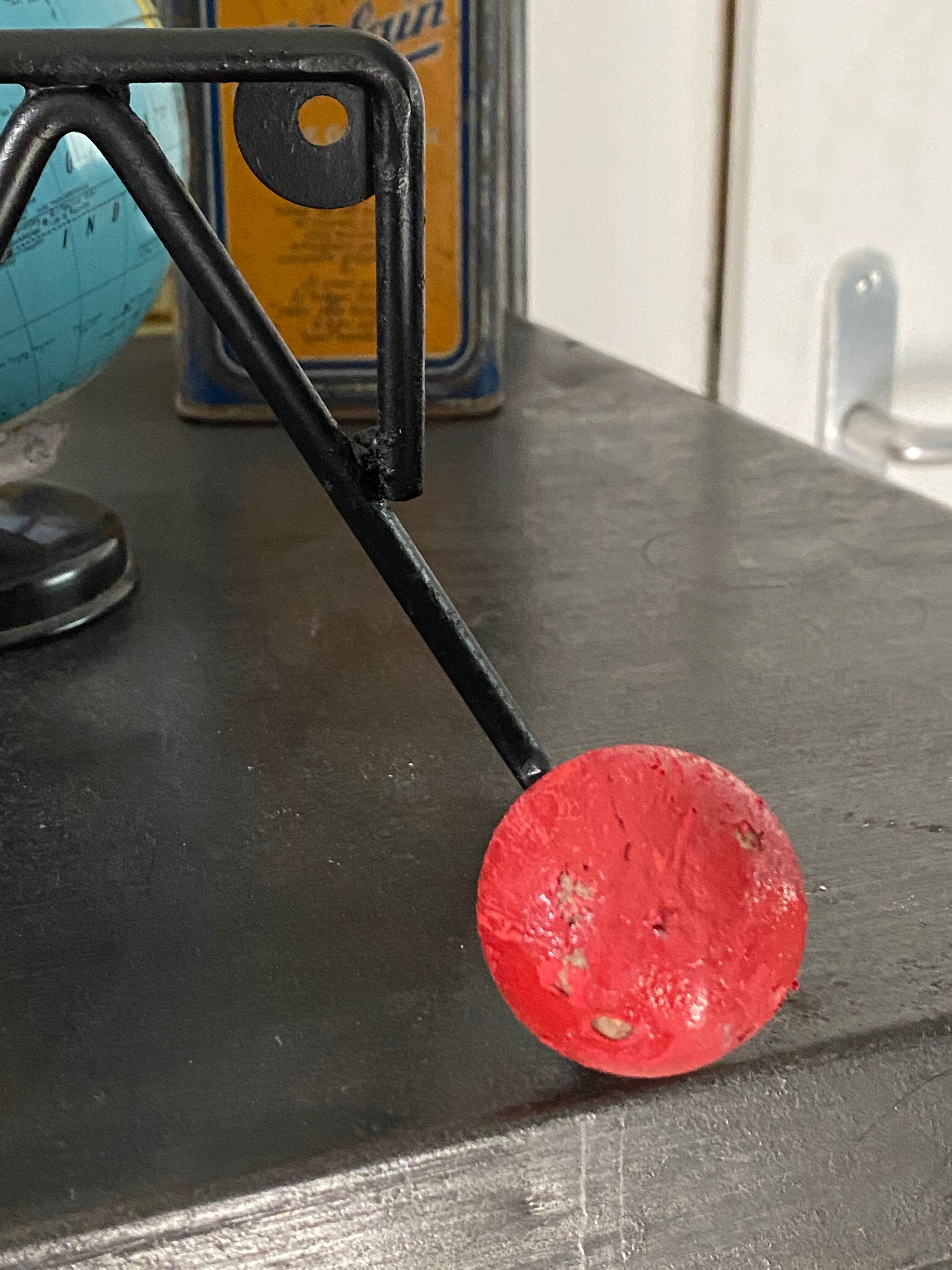 Wall coat holder vintage red balls