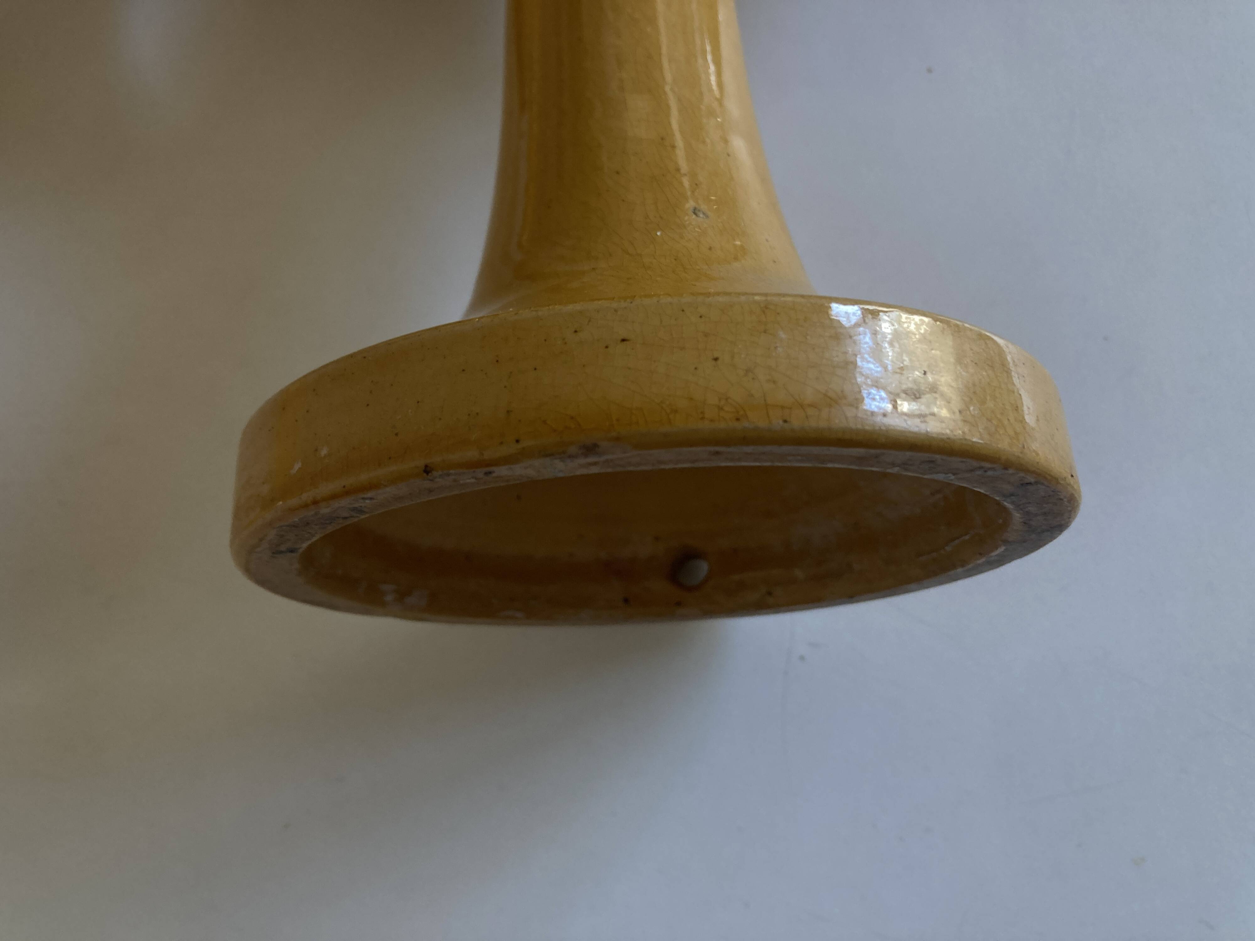Paire de bougeoirs en terre vernissée Pichon Uzès 1960