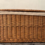 Woven wicker vintage suitcase