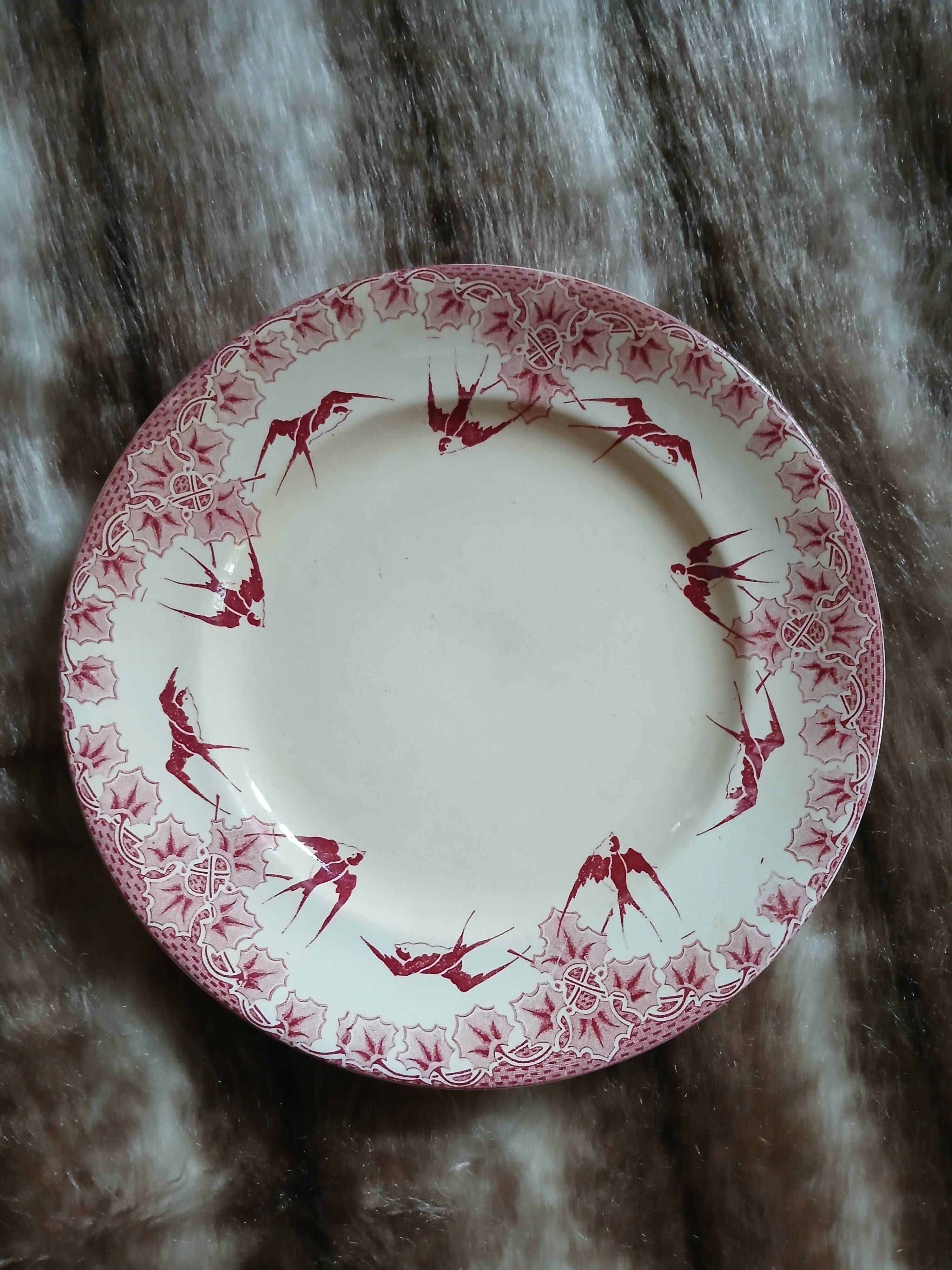 10 antique flat plates in ironstone