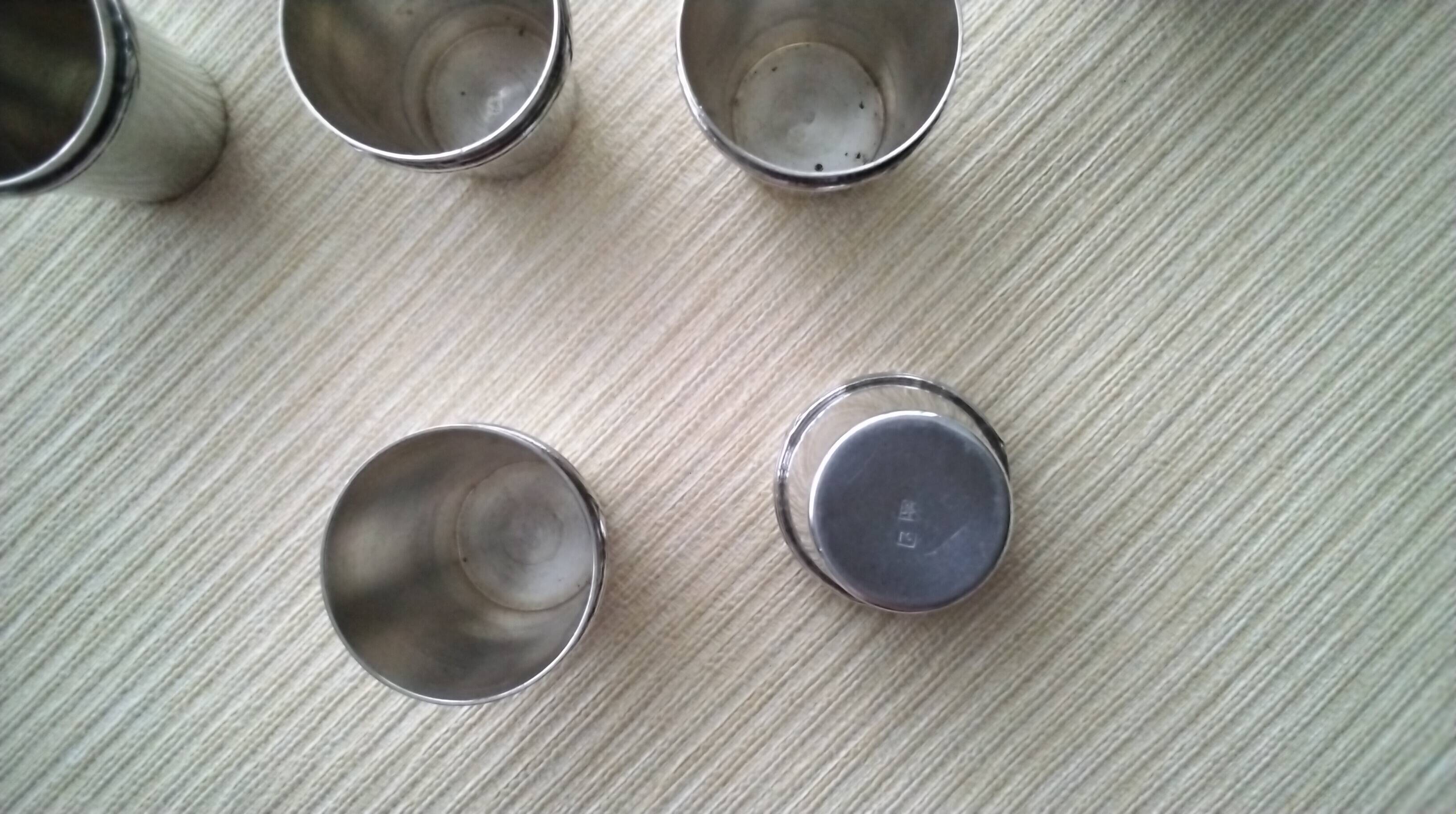 12 Silver-Plated Metal Shot Glasses