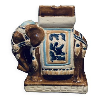 Cendrier éléphant en céramique déco indien 16cm ancien vintage india