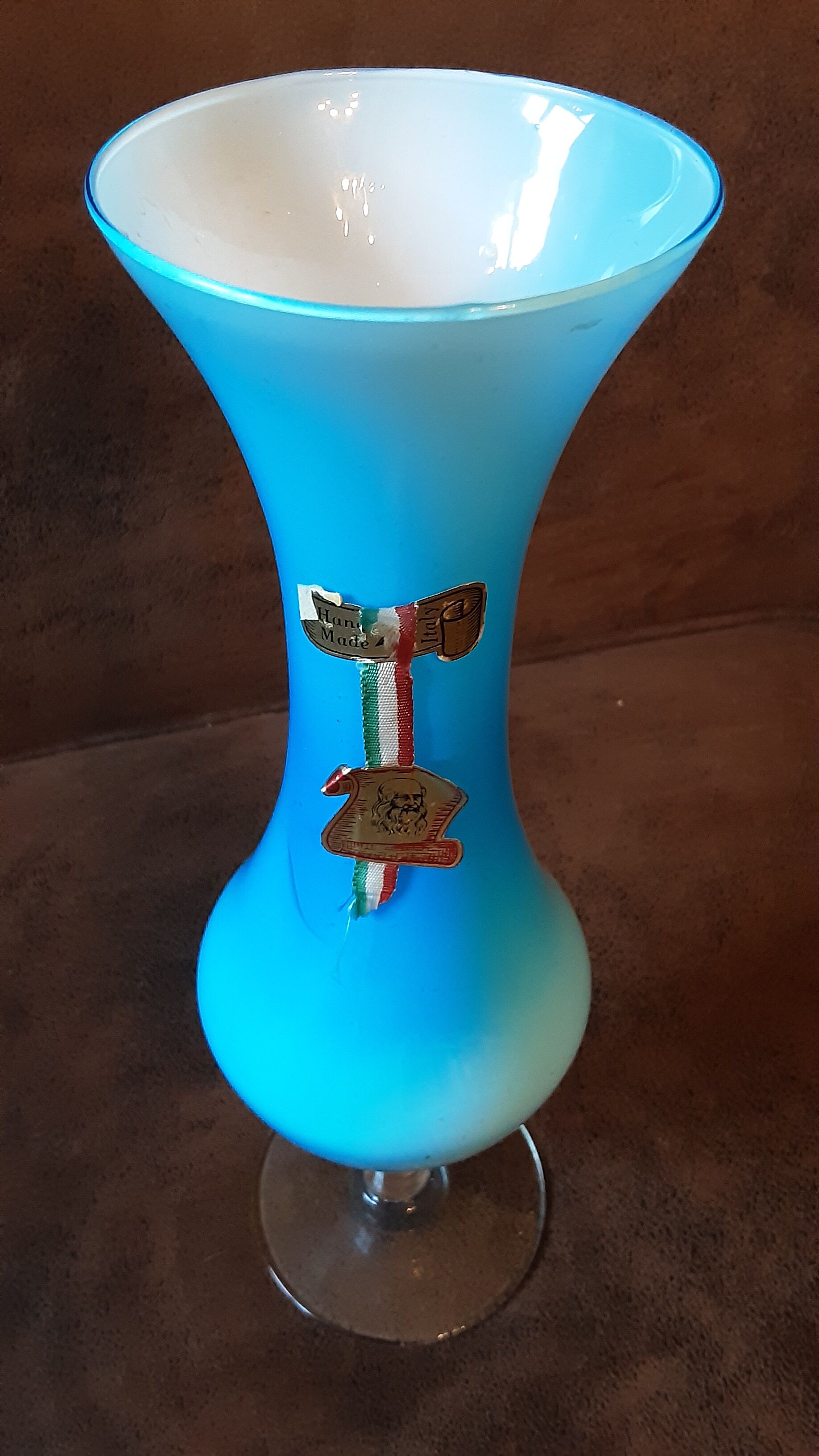 Turquoise opaline vase