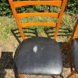 Pair of vintage solid beech chairs from the 60s and 70s