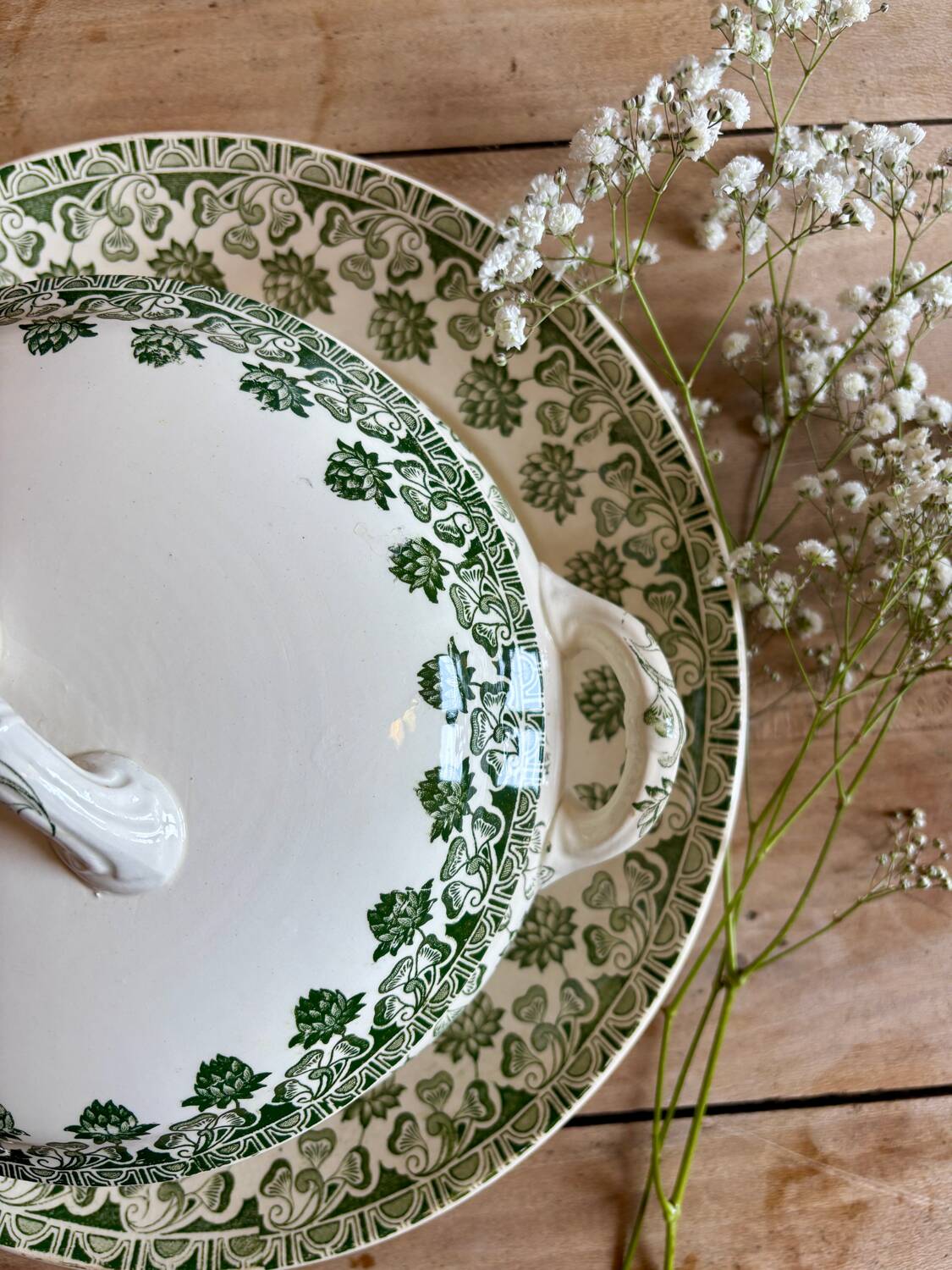 Vintage ironstone tureen and dish - Trèfle de Badonvillier model