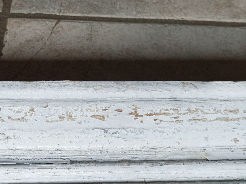 Mirror Patinated white wood frame