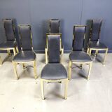 Vintage french brass dining chairs, set of 6 - 1970s