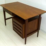 Vittorio Dassi Mid-Century Italian Teakwood Writing Desk and Chair, 1950