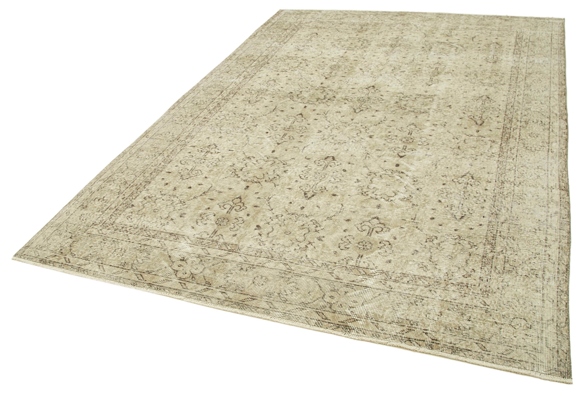 Hand-knotted one-of-a-kind turkish beige carpet 198 cm x 294 cm