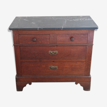 Commode  Louis Philippe en chêne foncé et marbre noir