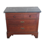 Commode  Louis Philippe en chêne foncé et marbre noir