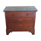 Commode  Louis Philippe en chêne foncé et marbre noir