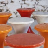 White and dark orange Tam Tam stool by Henry Massonnet for Stamp, 1970.