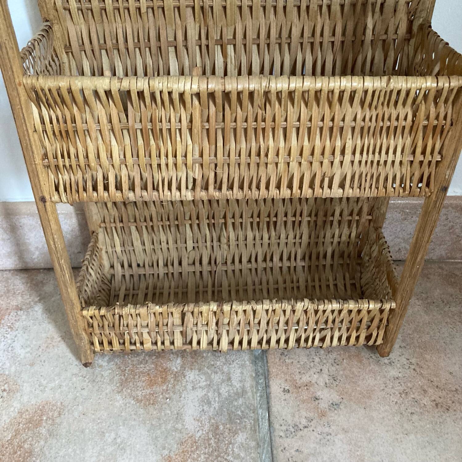 Vintage wicker wall shelf