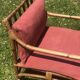 Rattan living room with 2 armchairs, coffee table cushions