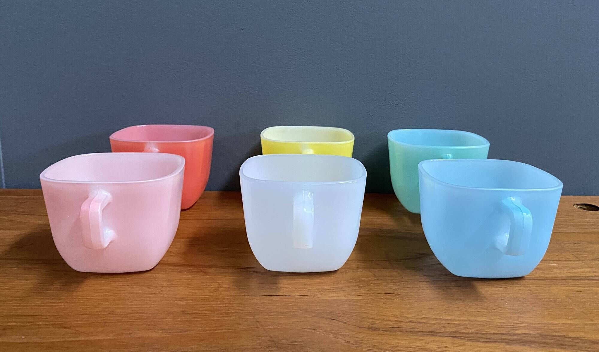 Set of 6 colorful glases / cups by Opale 1960s
