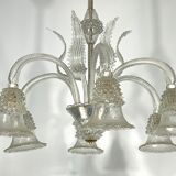 Mid-century six arms Murano Bullicante Rostrato chandelier by Ercole Barovier
