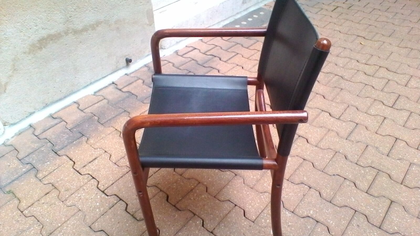 Fauteuil bois et cuir