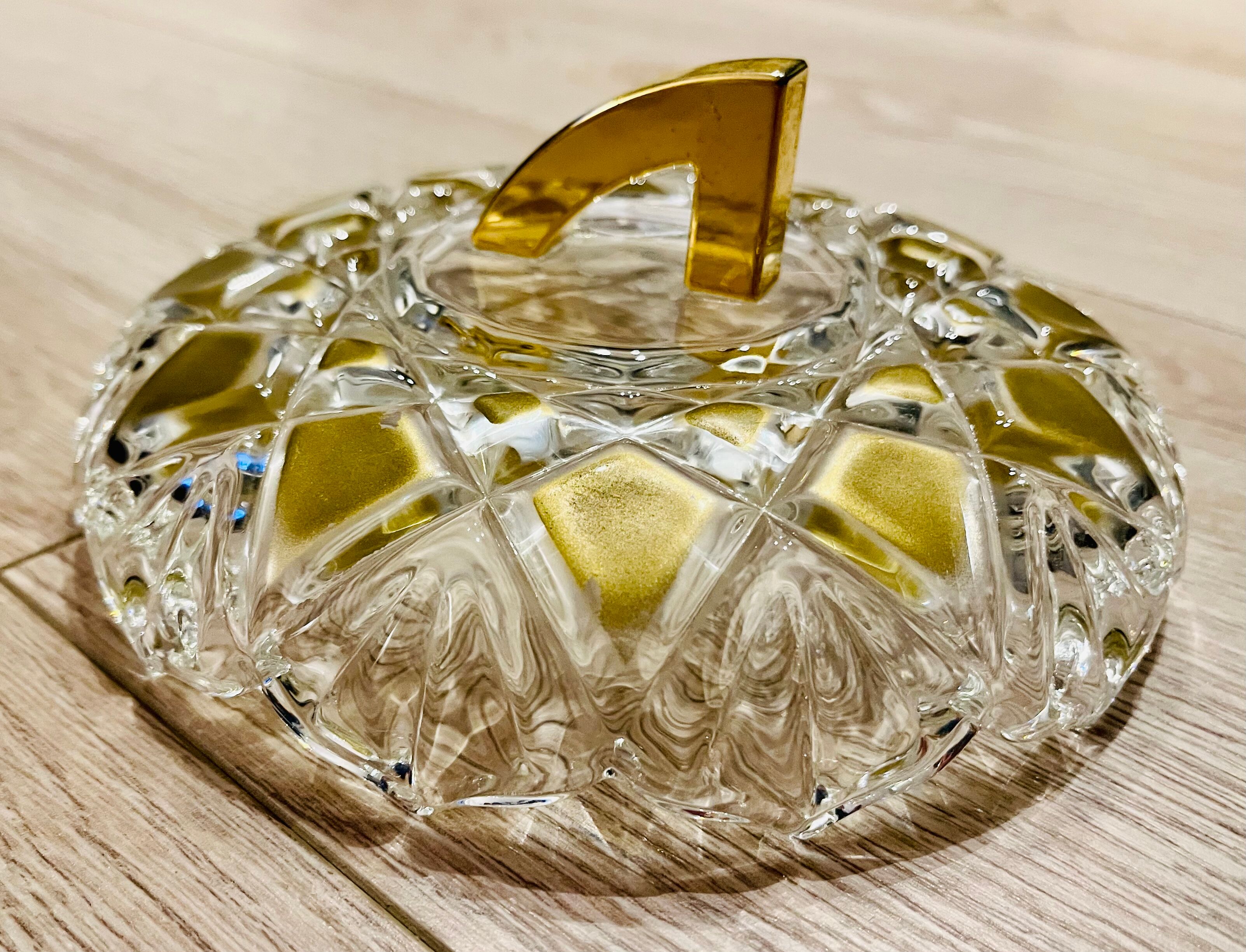 Glass and brass candy box