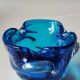 Empty pocket/Corolla shaped ashtray, in Murano style blown art glass, turquoise blue
