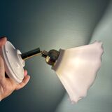 Vintage wall lamp with white opaline glass shade