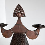 Vintage Modernist Bjorn Wiinblad Style Copper Figural Lady Dress Candl