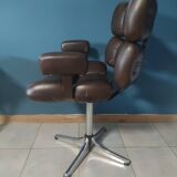 Fauteuil de barbier / bureau pivotant 1960 cuir et chrome