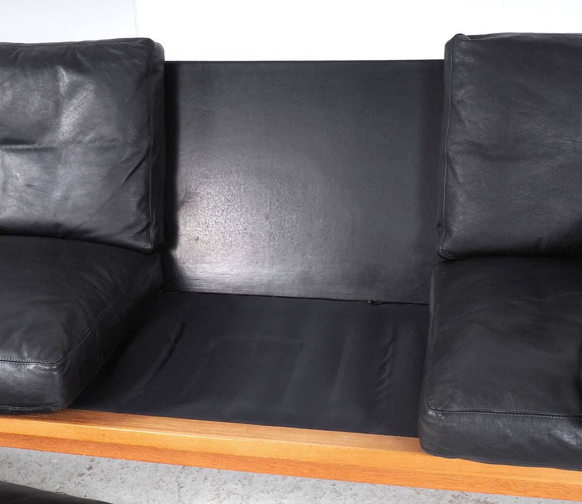 Vintage Black Leather Sofa by Poul M. Volther for Erik Jørgensen, 1960s