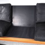 Vintage Black Leather Sofa by Poul M. Volther for Erik Jørgensen, 1960s
