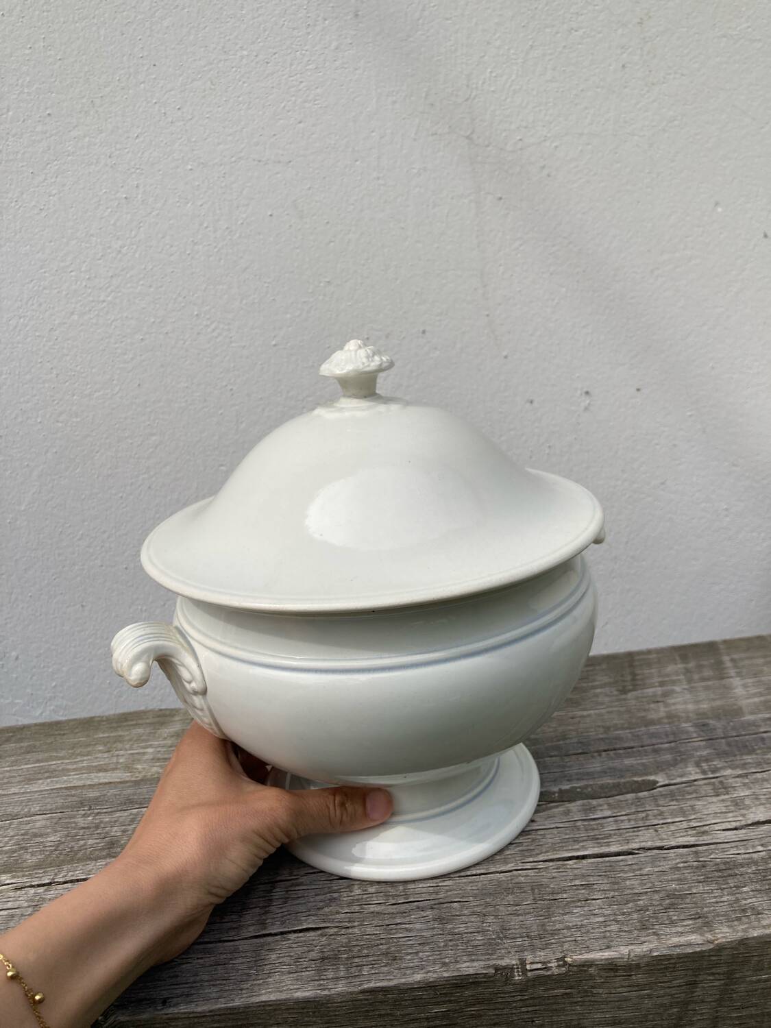 Plain white Creil soup tureen