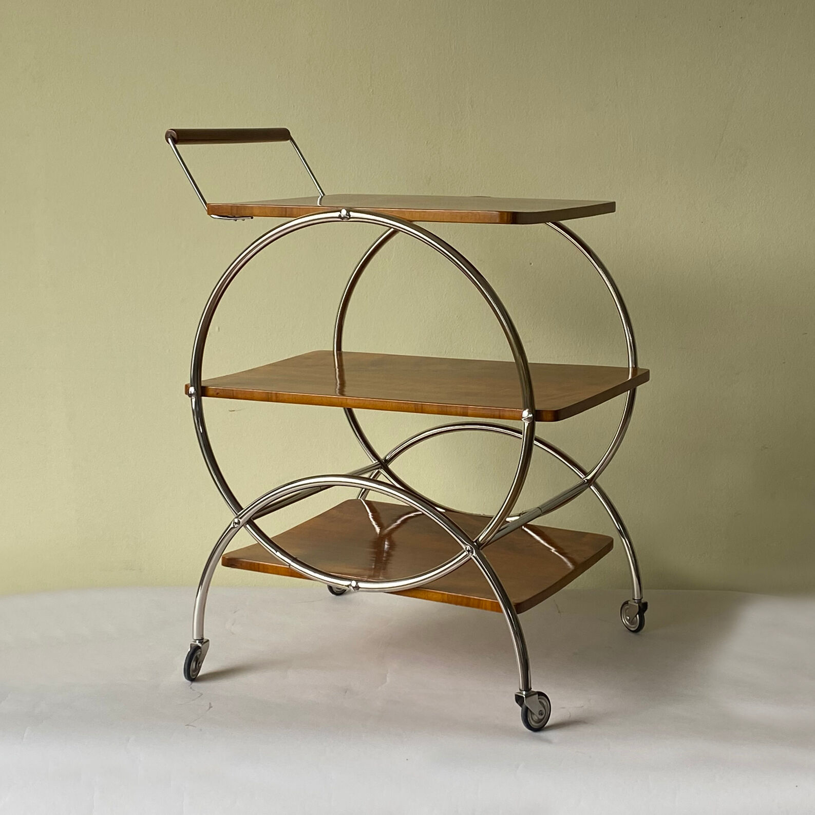 Art deco rolling bar cart, hungary 1930s