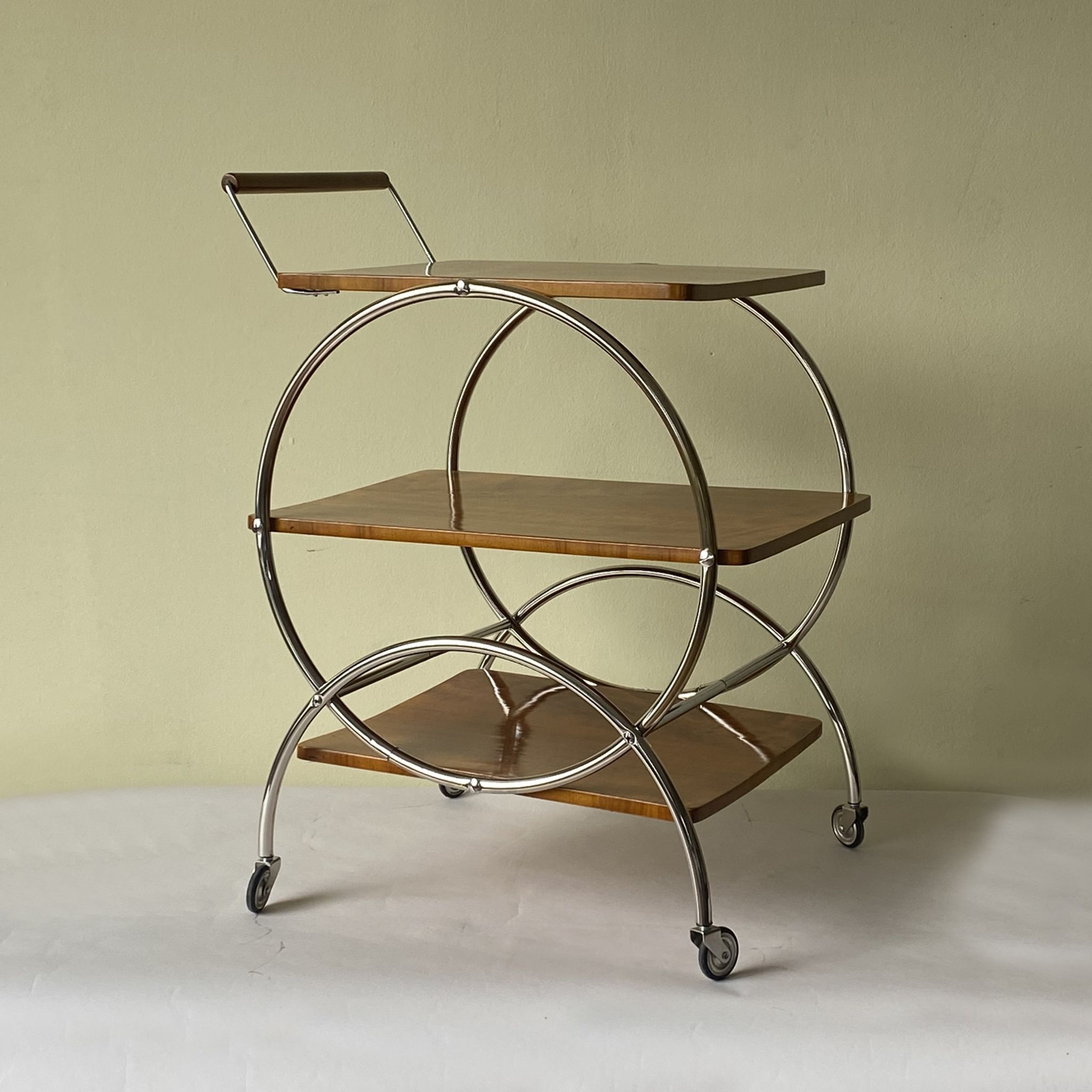 Art deco rolling bar cart, hungary 1930s