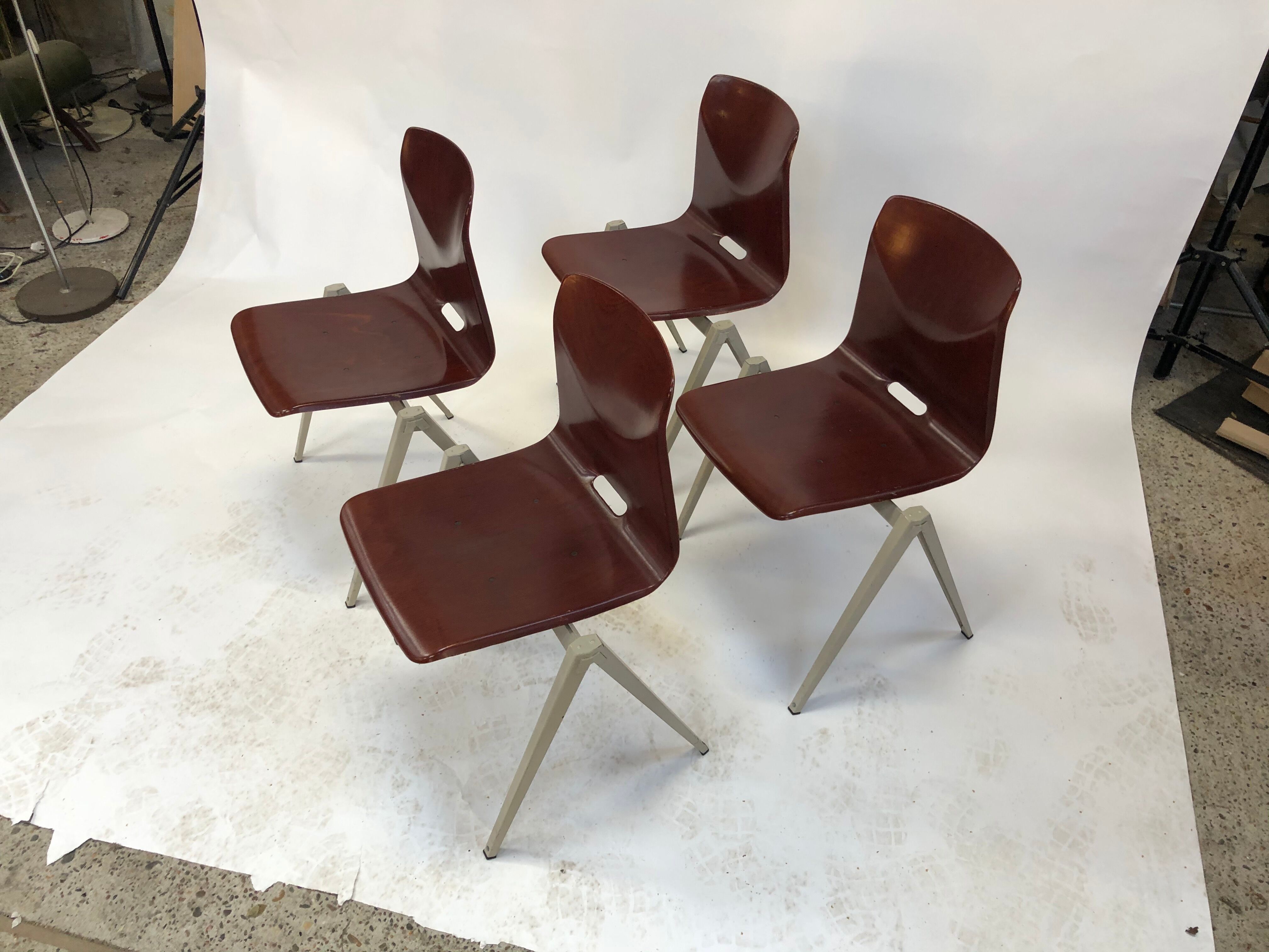 Lot of 4 vintage chairs Galvanitas S22 in the Netherlands