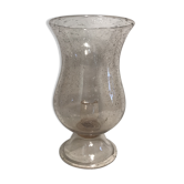 Ancien bougeoir en verre bullé fumé