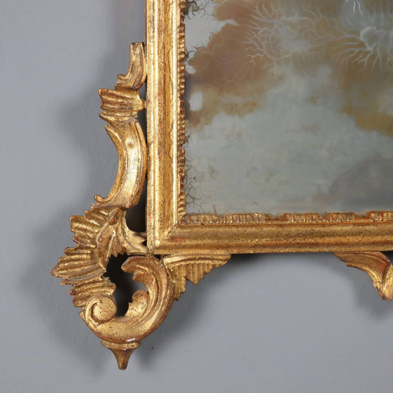 Antique baroque-style wooden mirror Italy 20th century