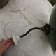 Industrial wall light in enameled sheet metal, swan neck, porcelain base